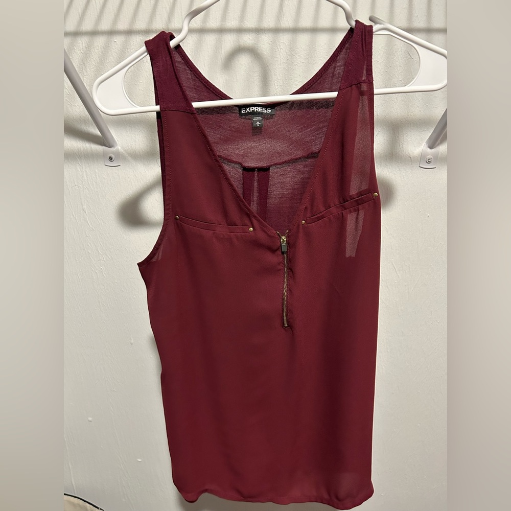 Express, M sleeveless blouse, burgundy.
